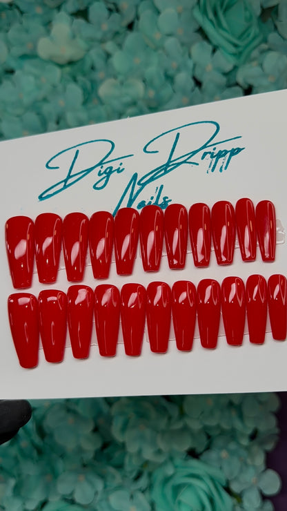 Solid Basic Red 20-Piece Press-On Nail Set