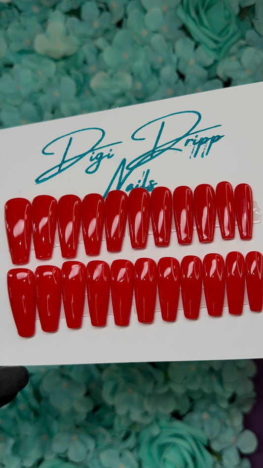 Solid Basic Red 20-Piece Press-On Nail Set