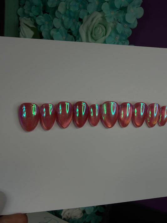 Pink opal chrome press on set