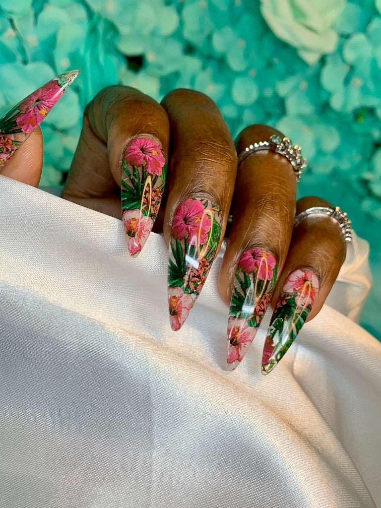 Tropical Flower/ press on nail set