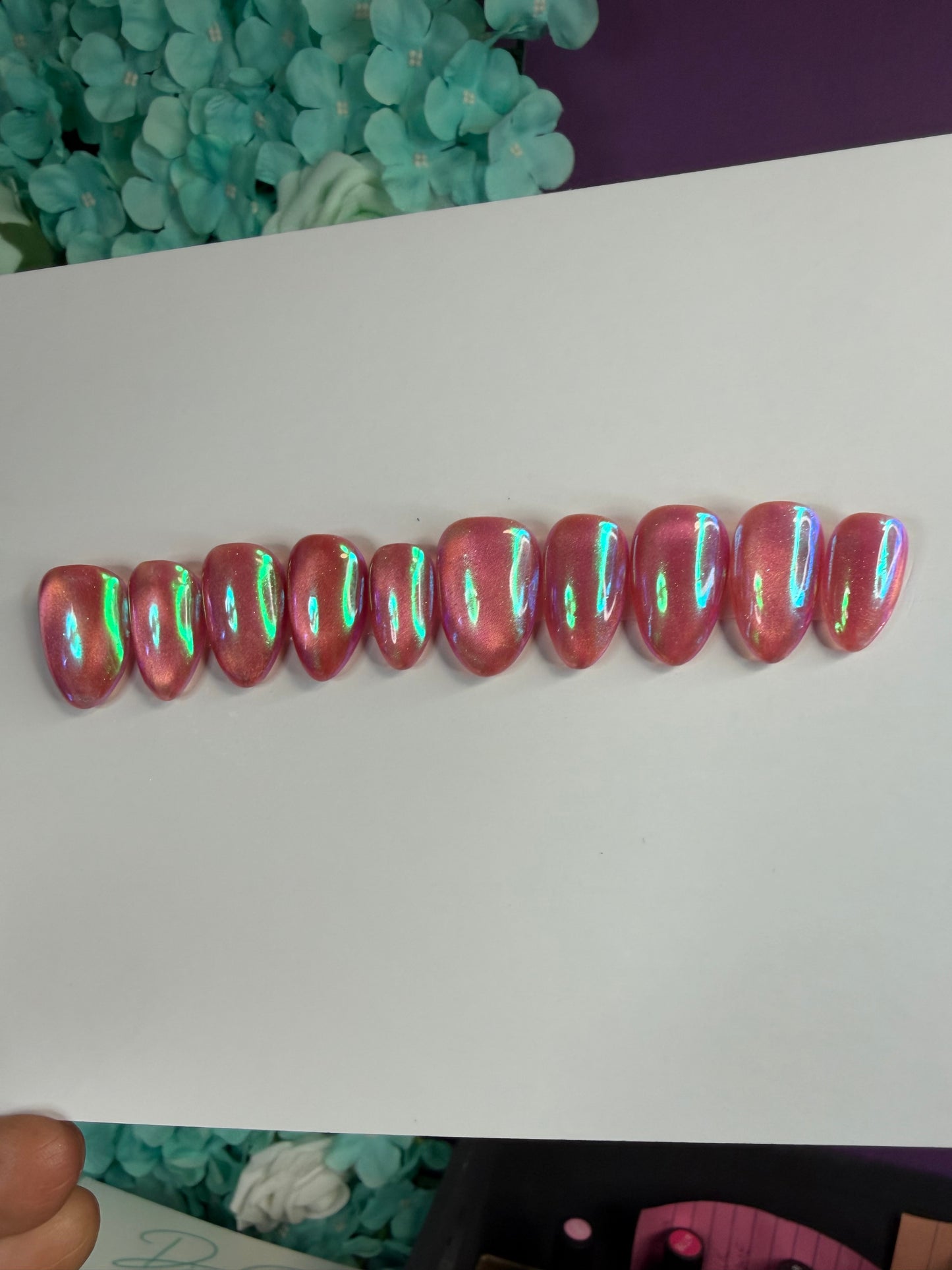 Pink opal chrome press on set