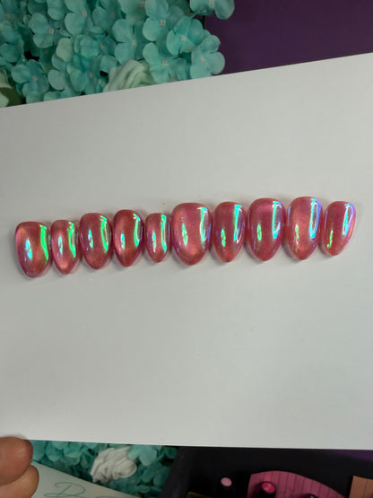 Pink opal chrome press on set
