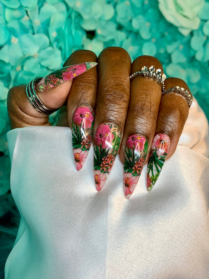 Tropical Flower/ press on nail set