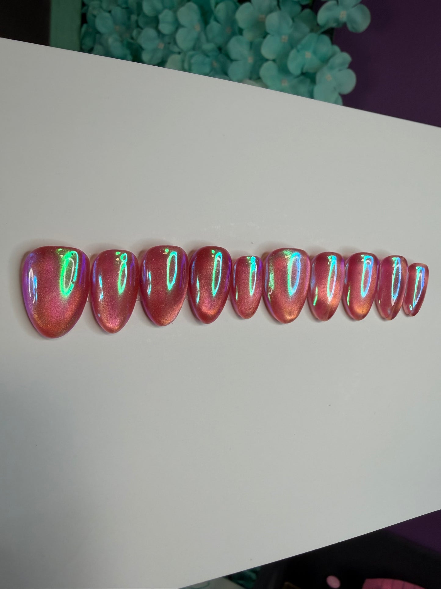 Pink opal chrome press on set