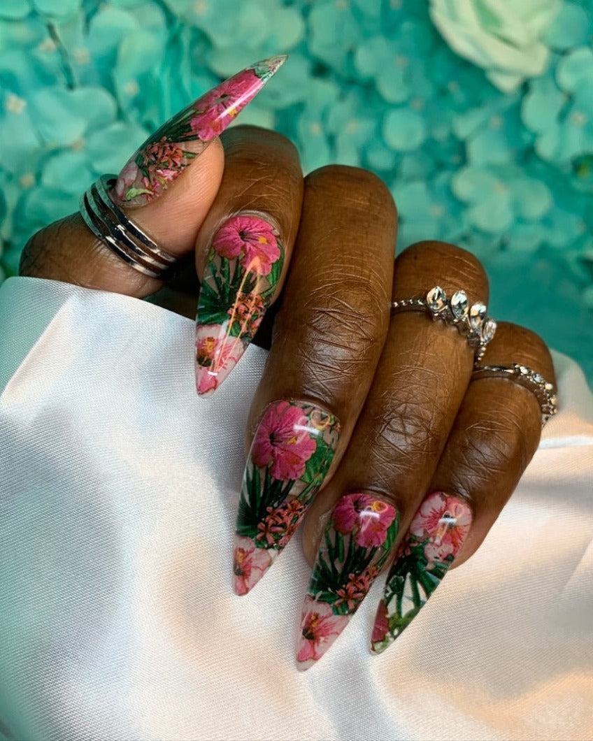 Tropical Flower/ press on nail set