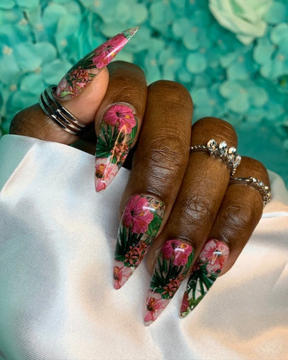 Tropical Flower/ press on nail set
