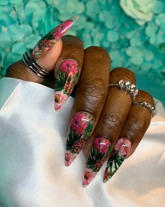Tropical Flower/ press on nail set