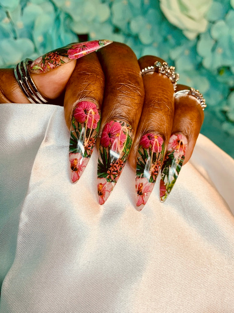 Tropical Flower/ press on nail set